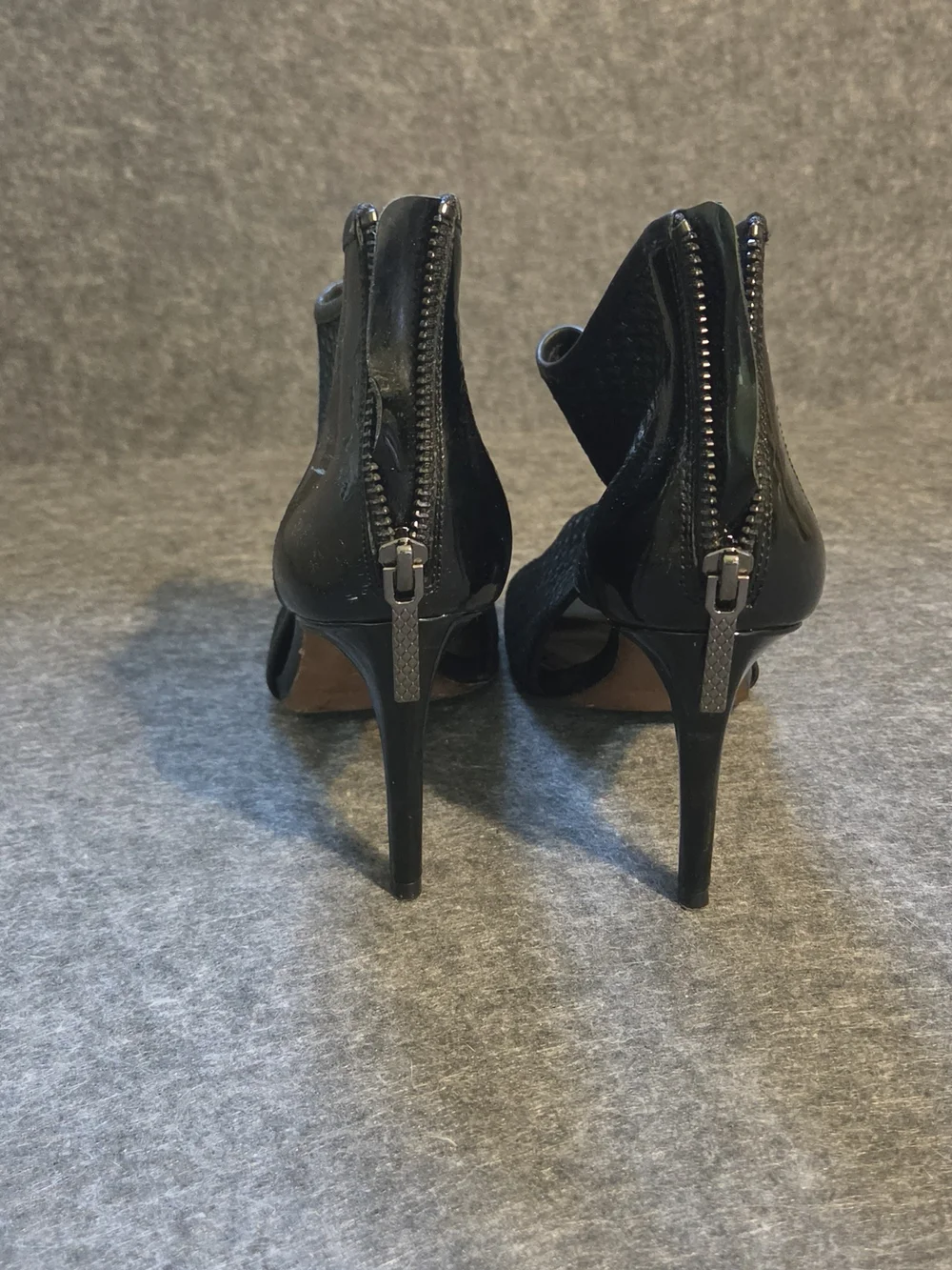 Donald J. Pliner Black Woven Peep-Toe Stiletto Booties